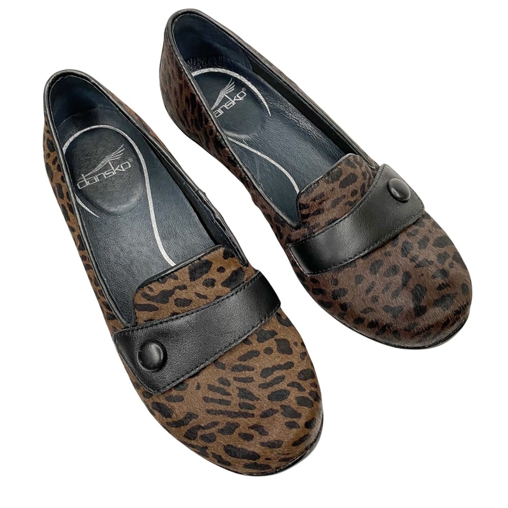 Dansko Olena Flat Calf Hair Animal Print Brown EU 37 - Picture 2 of 8